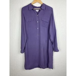 J Jill 100% Silk Womens Dress Sz Medium Purple Minimalist Office Work MINOR FLAW
